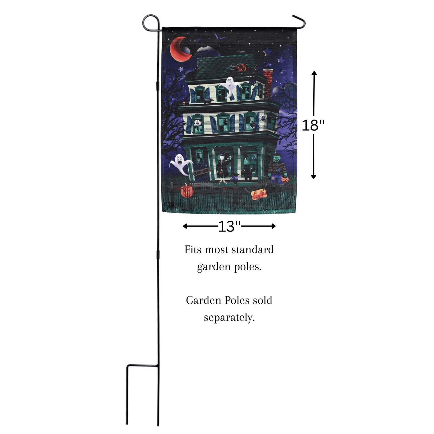 Haunted House Garden Flag - 13X18 Inches, Durable Polyester
