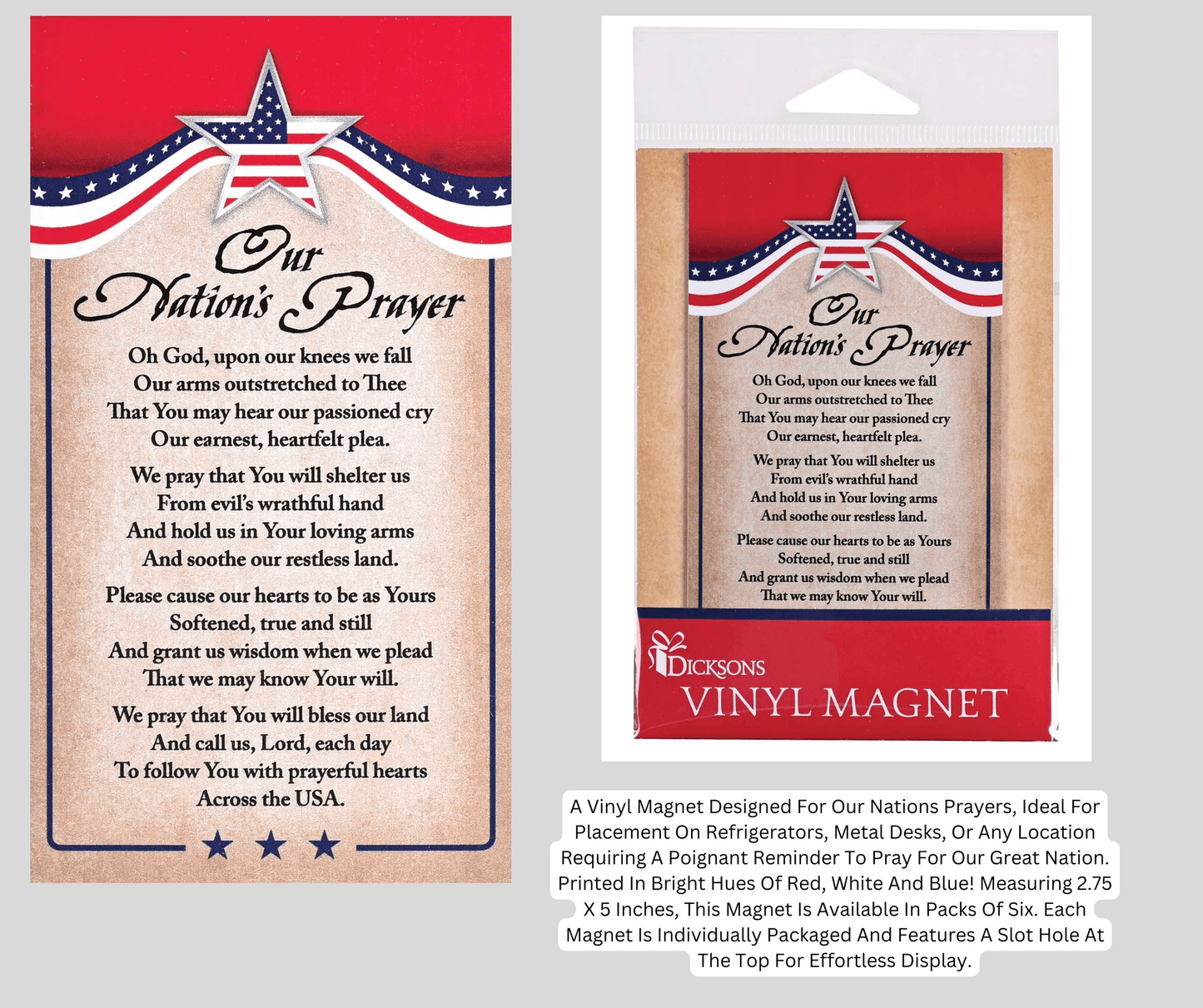 Our Nations Prayer Vinyl Magnet - 2.75 X 5 Inches, Pack Of Six