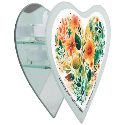 Frosted Glass Wall-Mount Tealight Holder With 1 Corinthians 13:4-8