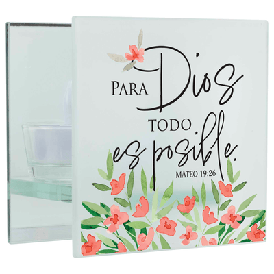 Inspiring Led Tealight Holder With Mateo 19:26 Scripture