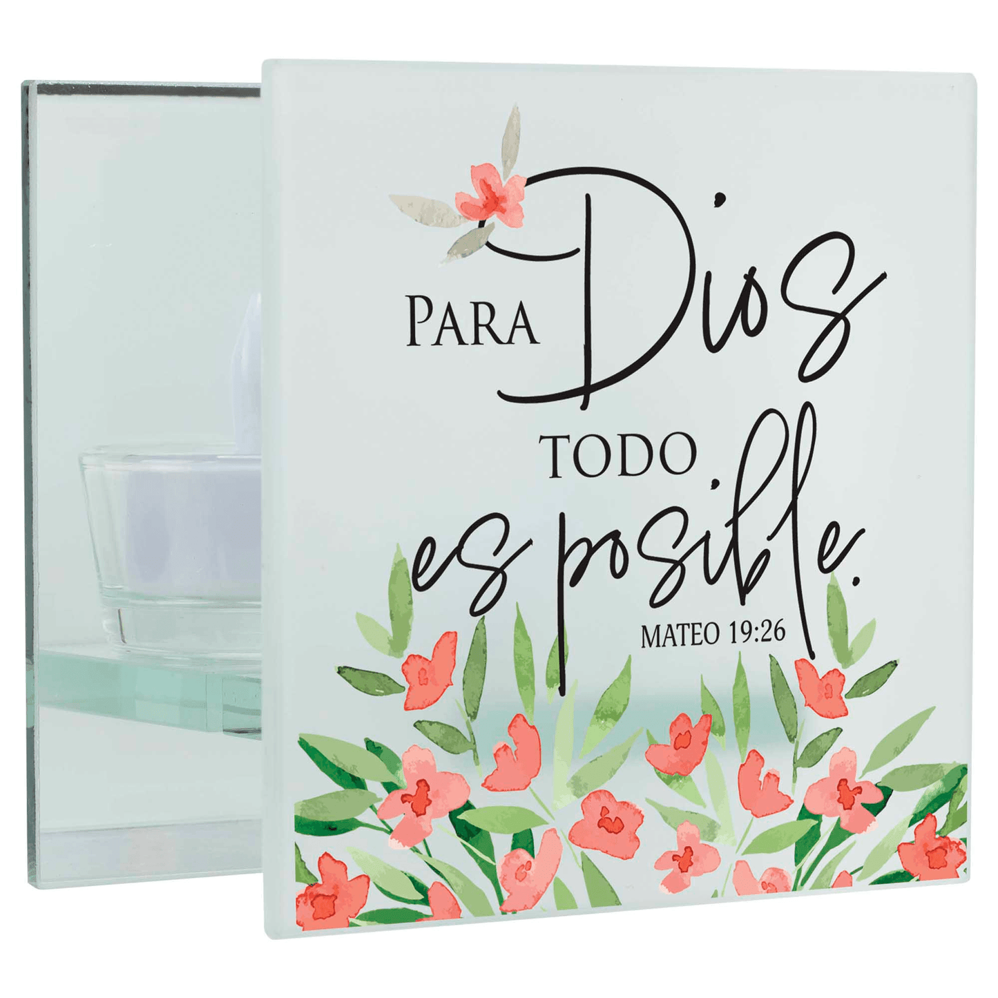 Inspiring Led Tealight Holder With Mateo 19:26 Scripture