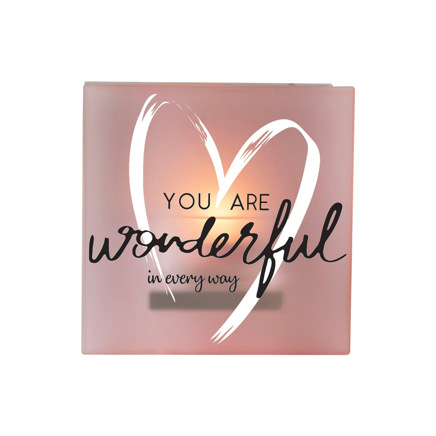 Blush Pink Mirrored Tealight Holder With Inspirational Sentiment