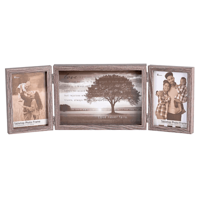 Love Never Fails Triple Photo Frame With Scripture