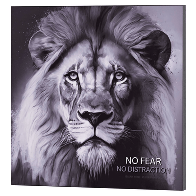 Lion-Themed Wall Plaque: No Fear, No Distraction, 15X15 Inches