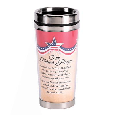 Patriotic Travel Mug With Nations Prayer - 16 Oz