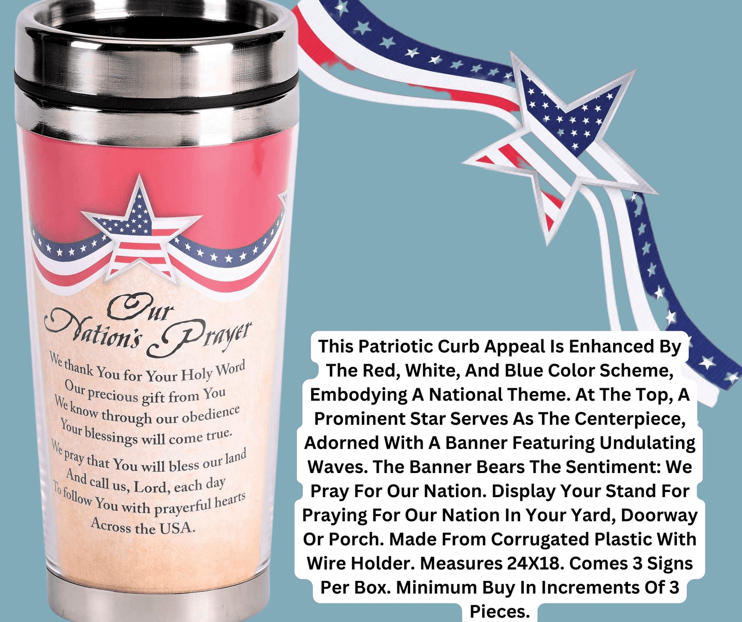 Patriotic Travel Mug With Nations Prayer - 16 Oz