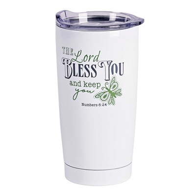 20 Oz Stainless Steel Tumbler - The Lord Bless You With Butterfly Design