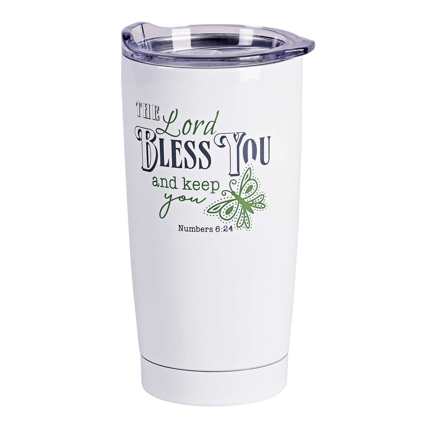 20 Oz Stainless Steel Tumbler - The Lord Bless You With Butterfly Design