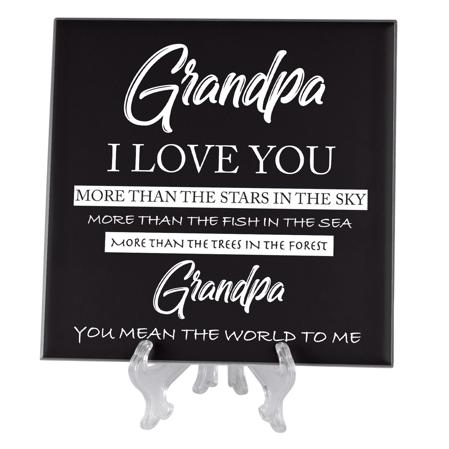 Grandpa, I Love You More Charcoal Gray Ceramic Wall Tile