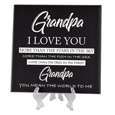 Grandpa, I Love You More Charcoal Gray Ceramic Wall Tile