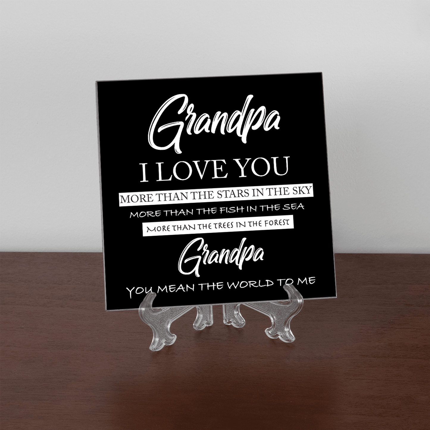 Grandpa, I Love You More Charcoal Gray Ceramic Wall Tile