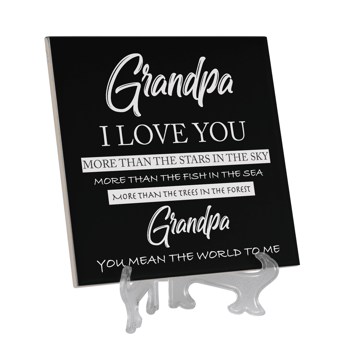 Grandpa, I Love You More Charcoal Gray Ceramic Wall Tile