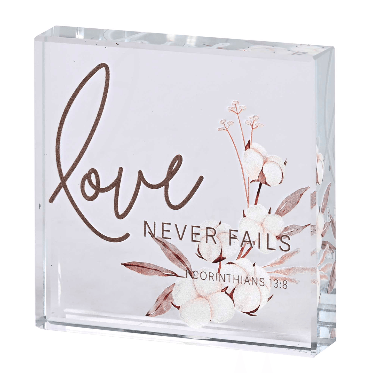 Timeless Love Never Fails Glass Plaque