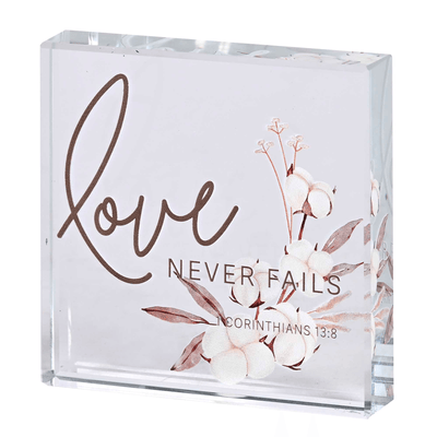 Timeless Love Never Fails Glass Plaque