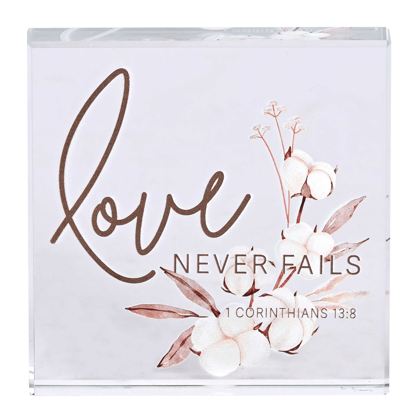 Timeless Love Never Fails Glass Plaque