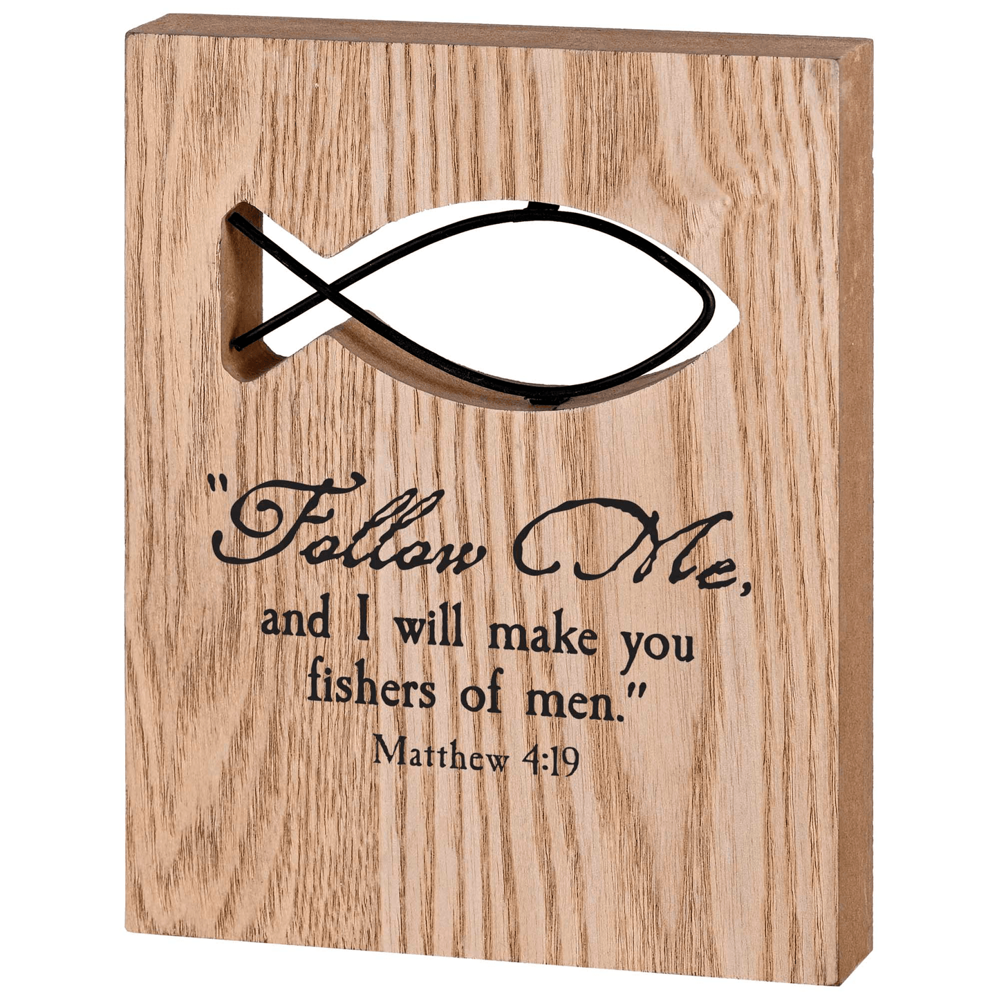 Wire Fish Plaque With Scripture: Follow Me And I Will Make You Fishers Of Men
