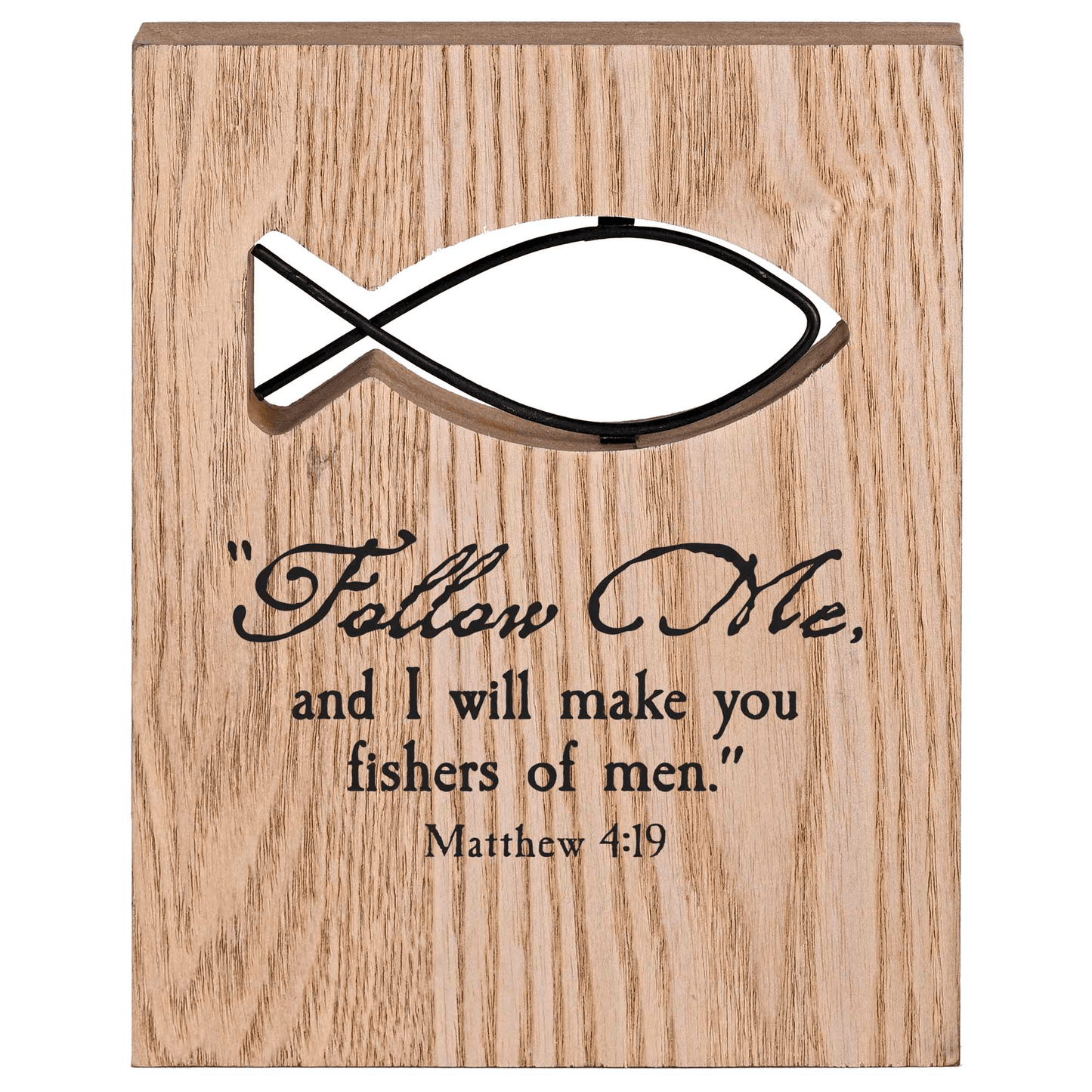 Wire Fish Plaque With Scripture: Follow Me And I Will Make You Fishers Of Men