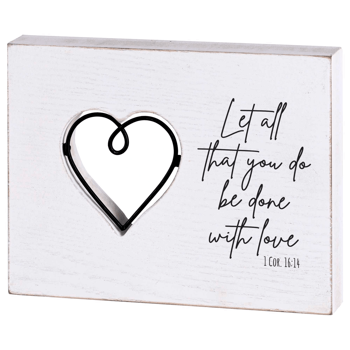 Elegant Tabletop Wire Heart Plaque With Inspirational Scripture
