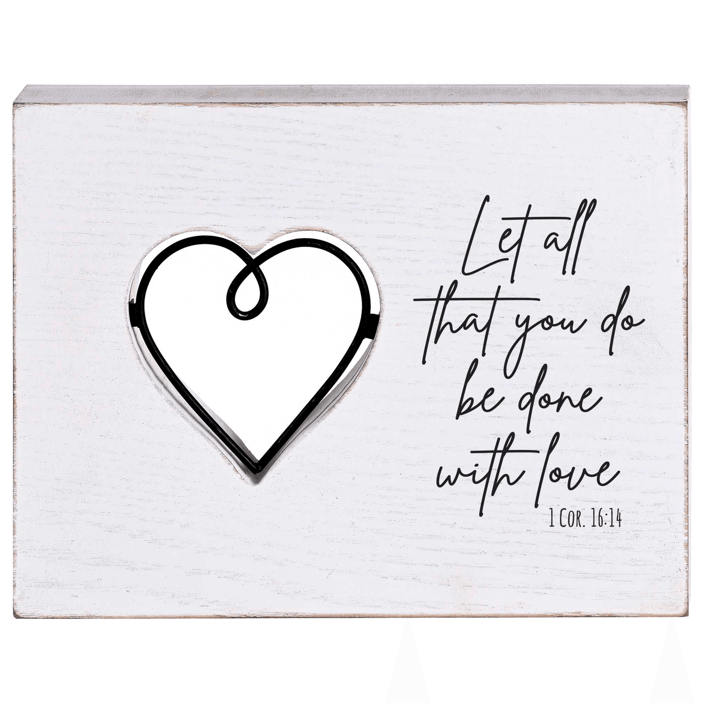 Elegant Tabletop Wire Heart Plaque With Inspirational Scripture