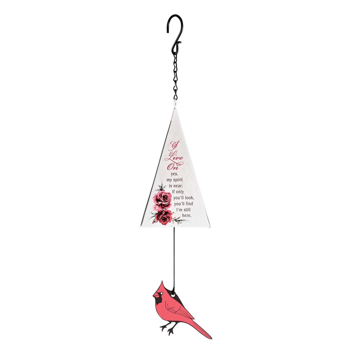 Iron Sail Cardinal Wind Chime With Poem "I Live On"