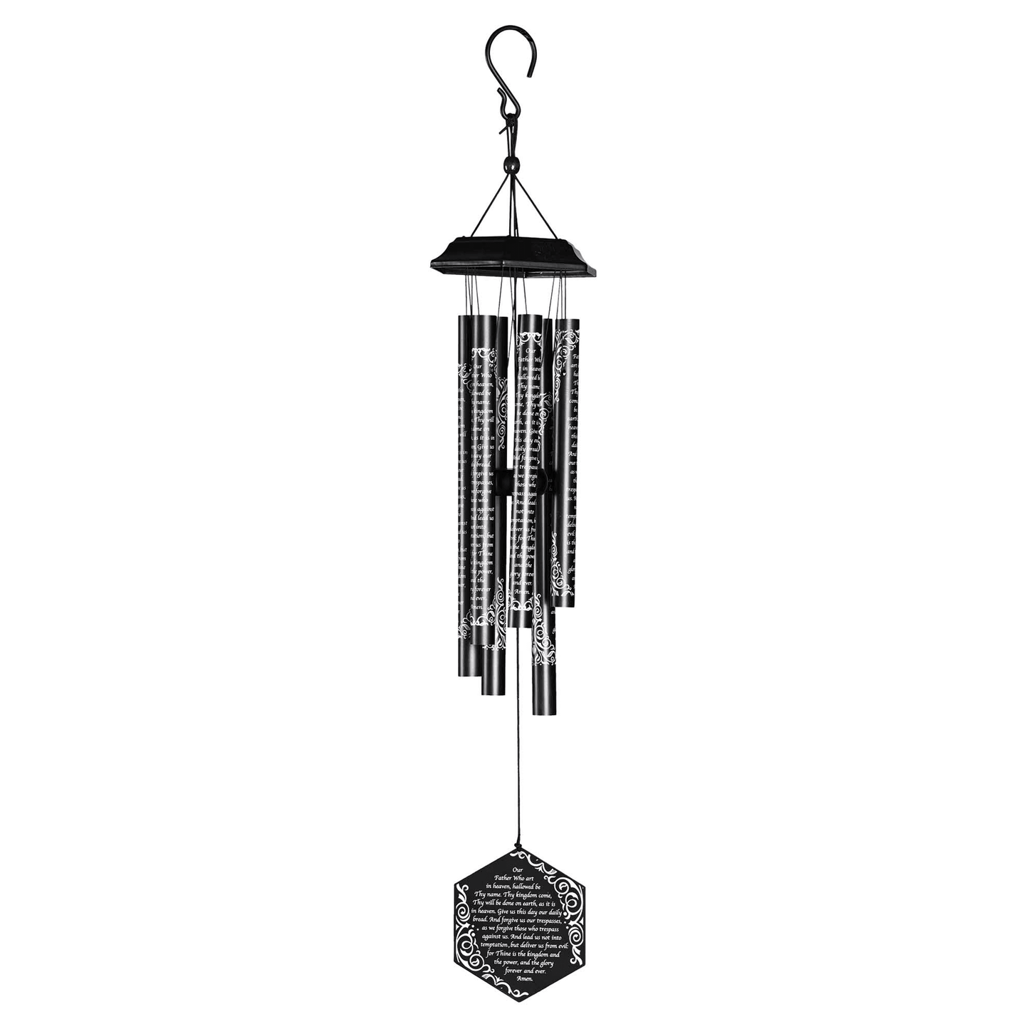 Elegant Iron Sail Wind Chime With Lords Prayer Engraving