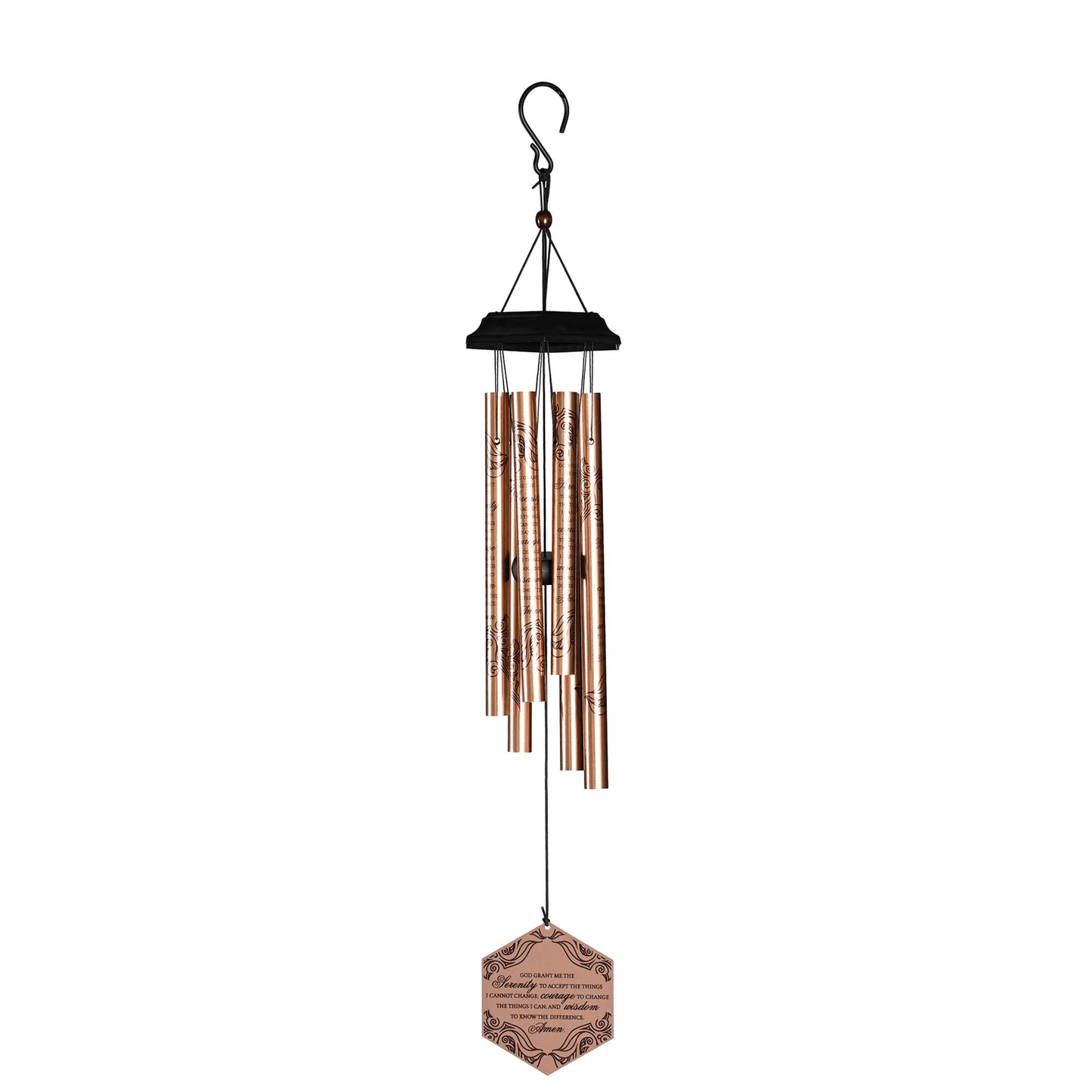 Bronze Serenity Prayer Wind Chime In Hexagonal Design