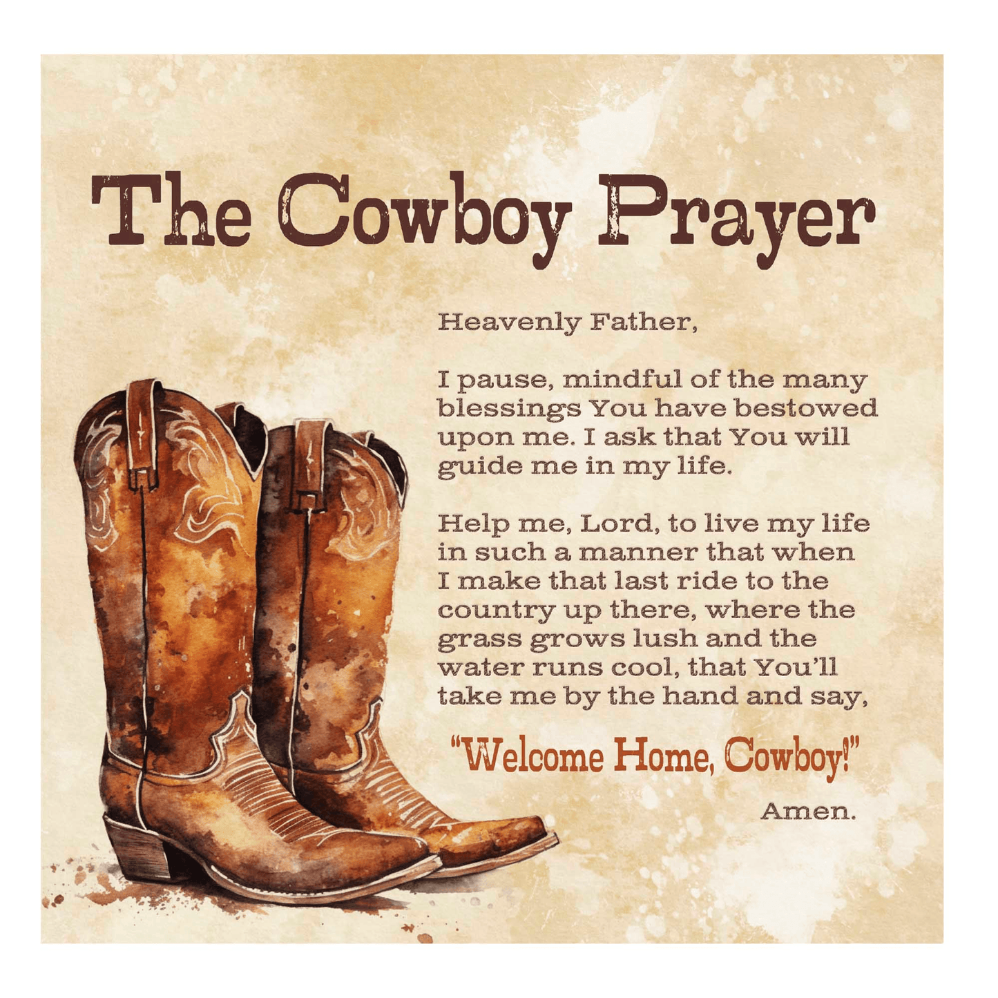 Walnut Memory Box With Cowboy Prayer Artwork