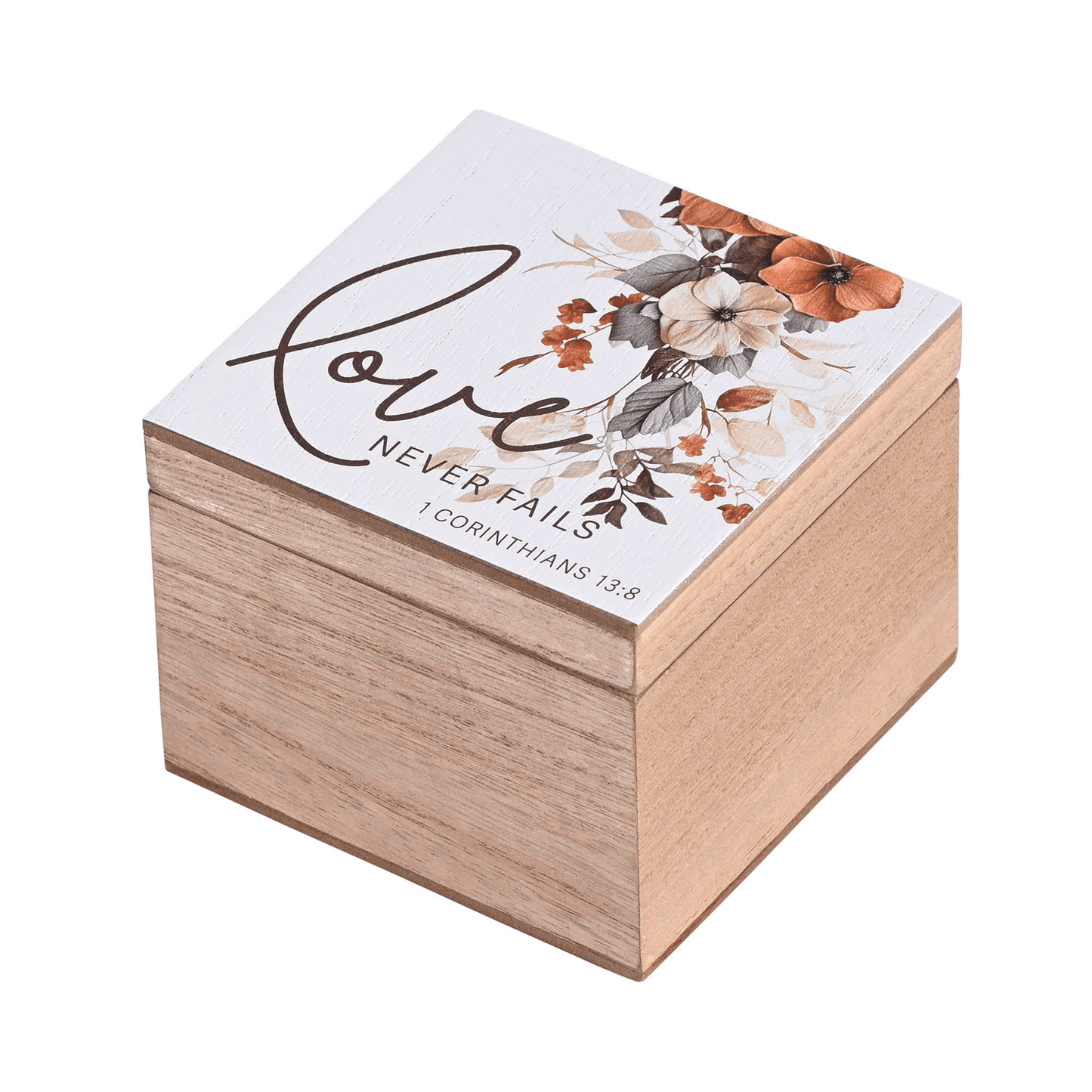 Elegant Keepsake Box - Love Never Fails - 4X4 Inches