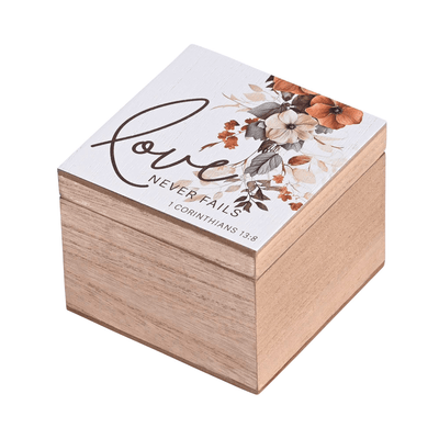 Elegant Keepsake Box - Love Never Fails - 4X4 Inches