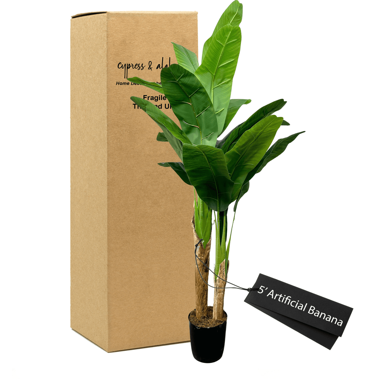 Deluxe 5' Artificial Banana Tree In Home Basics Pot