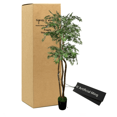 6' Artificial Ming Tree In Elegant 2-Tier Design