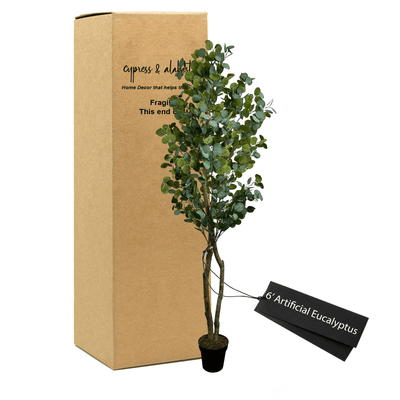 Lifelike 6' Artificial Eucalyptus Tree In Plastic Pot
