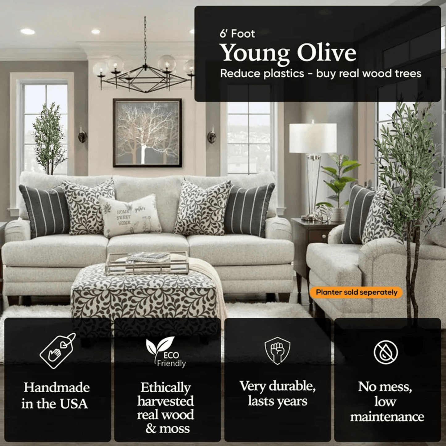 Handcrafted 6' Real Touch Olive Tree For Elegant Interiors