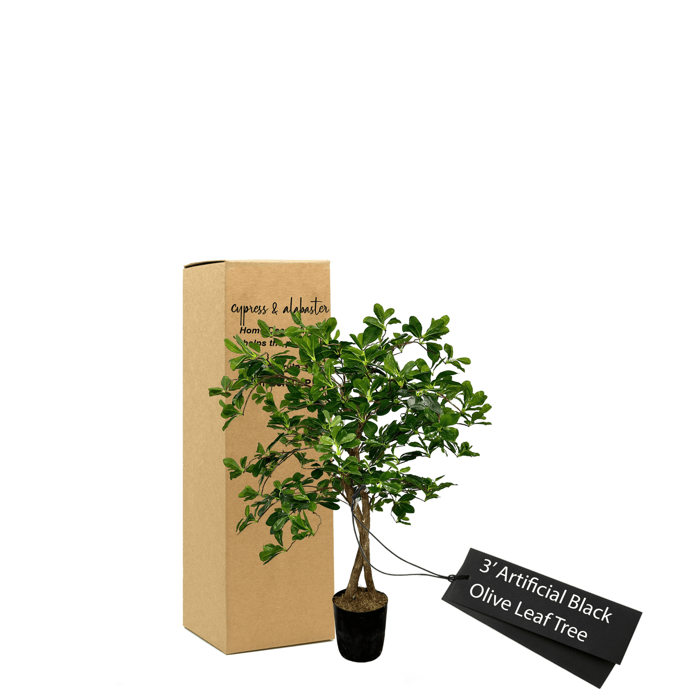 Elegant 3' Artificial Black Olive Tree In Modern Black Pot