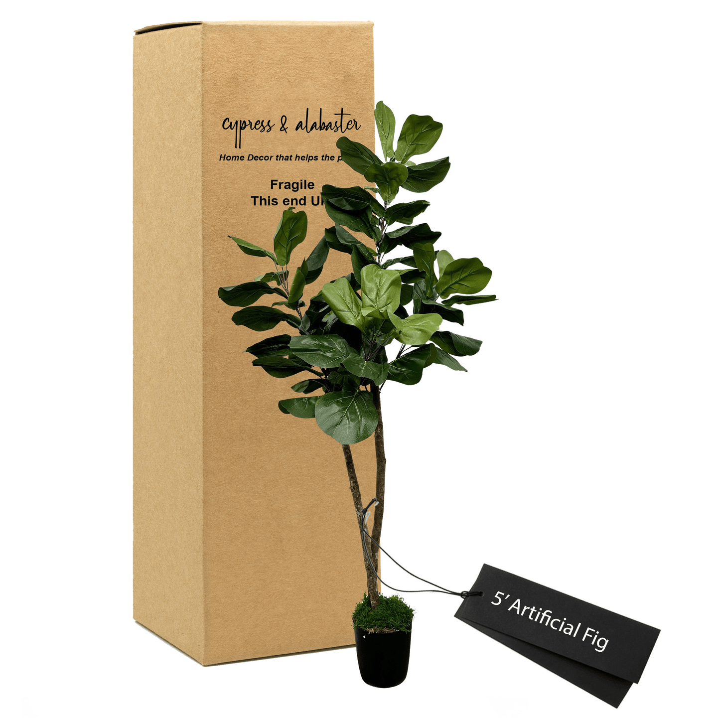 Lifelike 5' Natural Fig Tree In Stylish Plastic Pot
