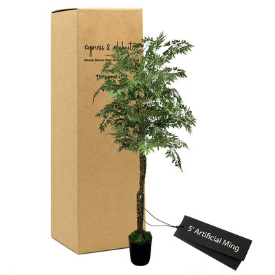 5' Lifelike Natural Fig Tree In Sleek Plastic Pot