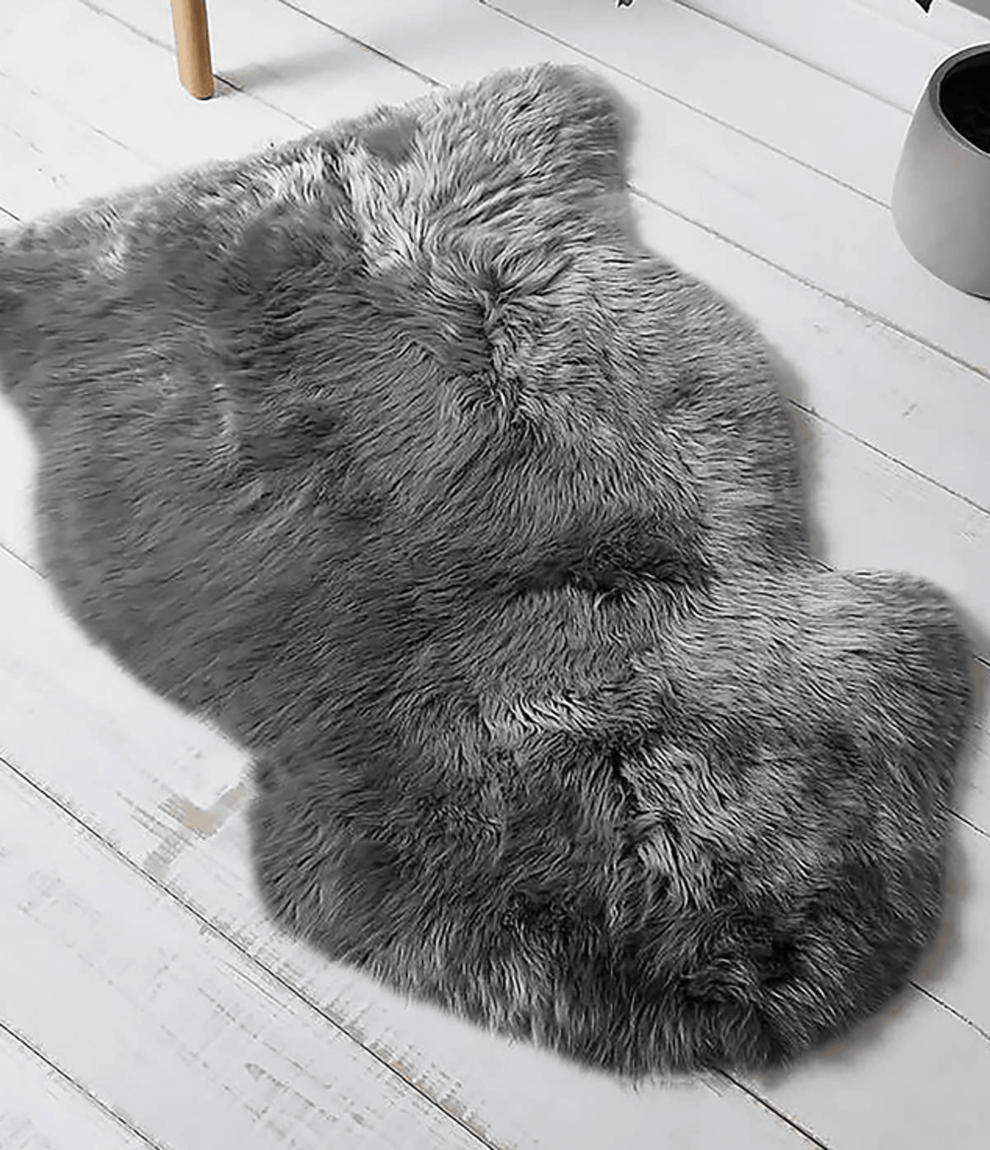 Luxury Grey Faux Sheepskin Rug - 2X3 Feet