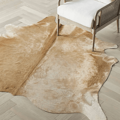 Light Brown Handmade Cowhide Area Rug - 6X7 Feet