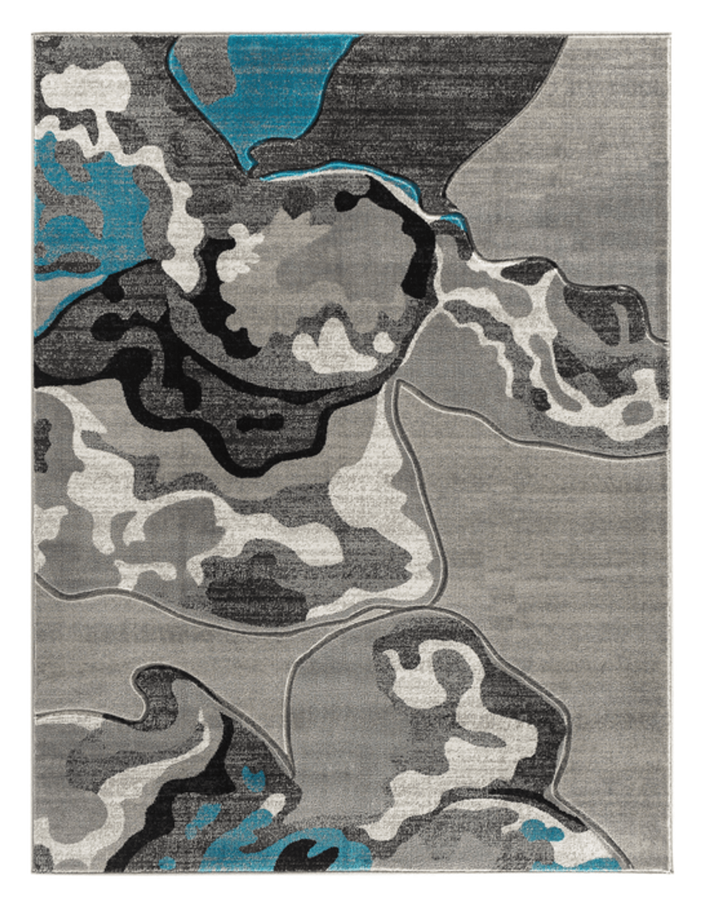 Turquoise Abstract Hand-Carved Soft Rug, 3'8" X 5'6"