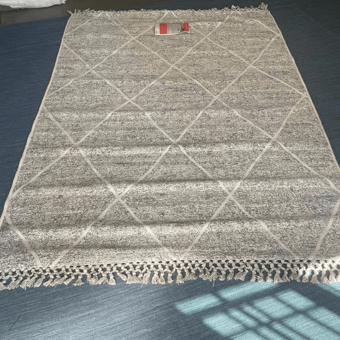 Silver Gray Diamond Flatweave Outdoor Area Rug - 7X10 Feet