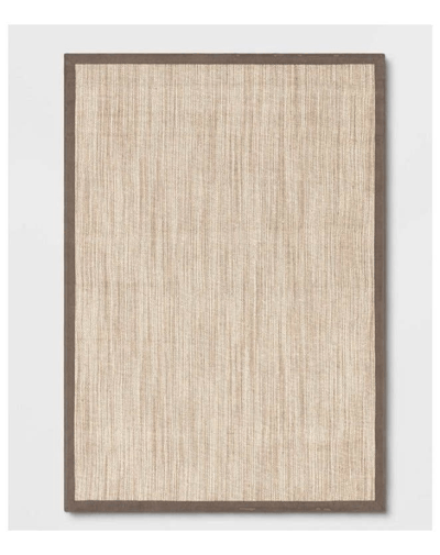 Elegant Tan Woven Jute Border Area Rug - 7X10 Feet