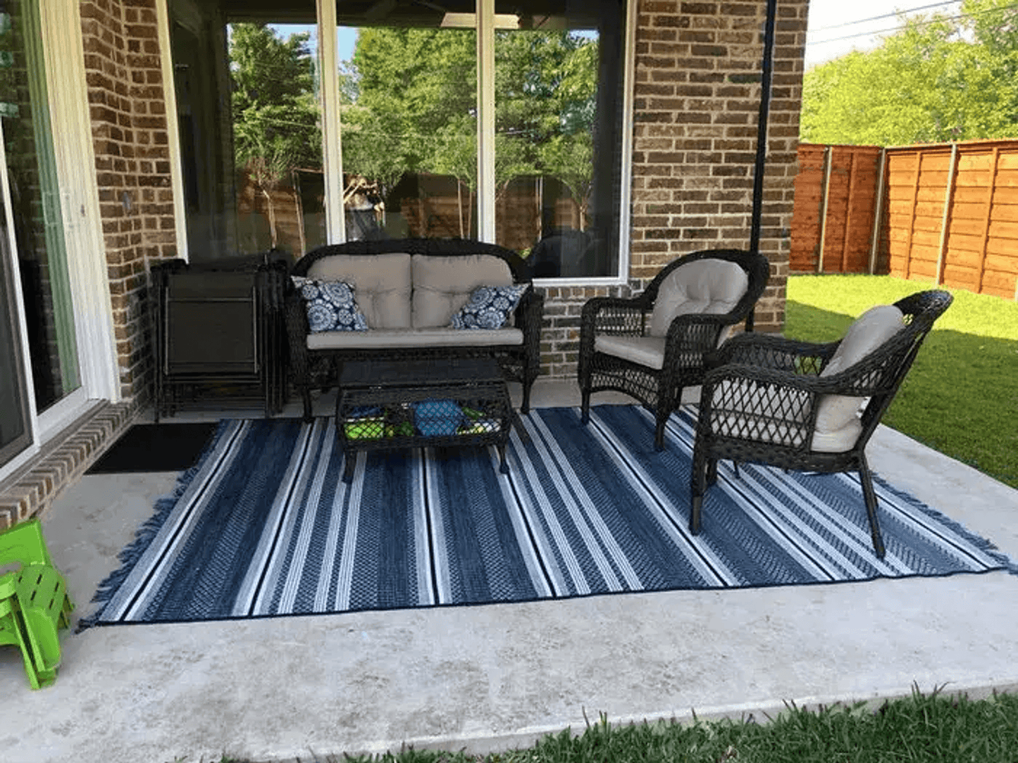 Blue Stripe 9X12 Feet Indoor Outdoor Area Rug