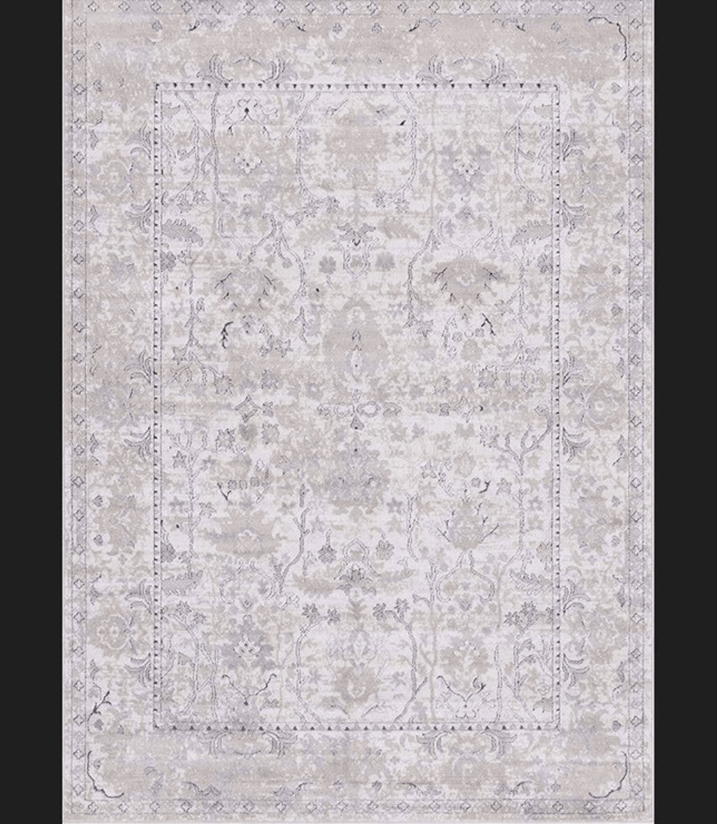 Ivory Beige Distressed Floral Vintage Area Rug - 10X13 Feet