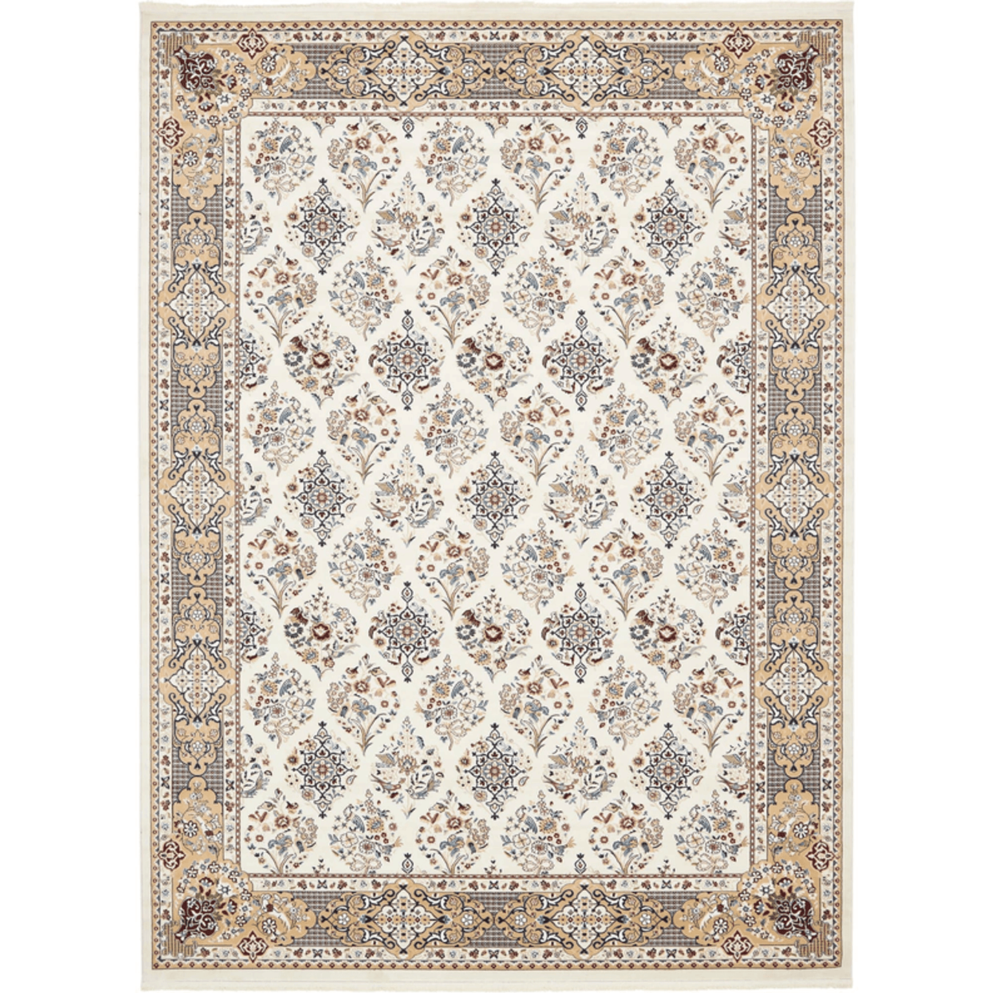 Ivory Beige MultiColor Traditional Persian Area Rug - 10X13 Feet