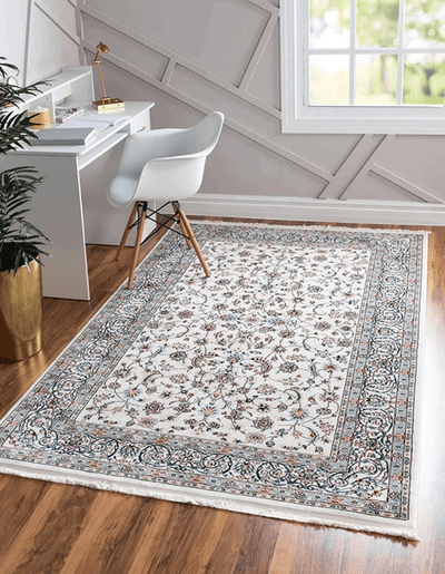 Ivory Cream Floral Persian Area Rug - 10X13 Feet