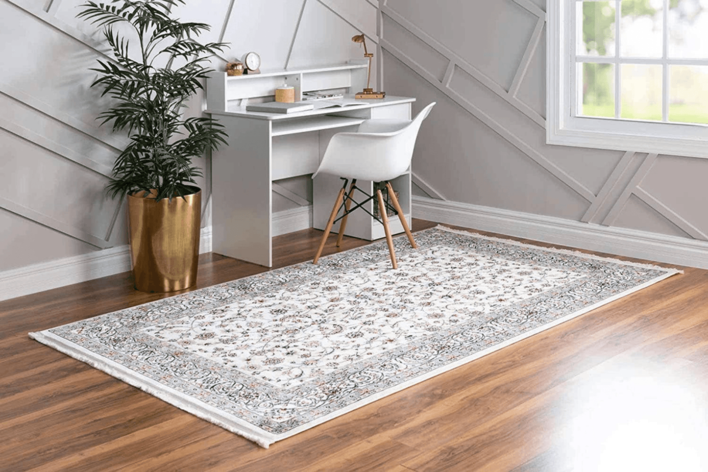 Ivory Cream Floral Persian Area Rug - 10X13 Feet