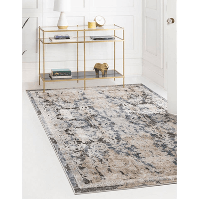 Navy Beige Distressed Vintage Oriental Area Rug – 10X13 Feet