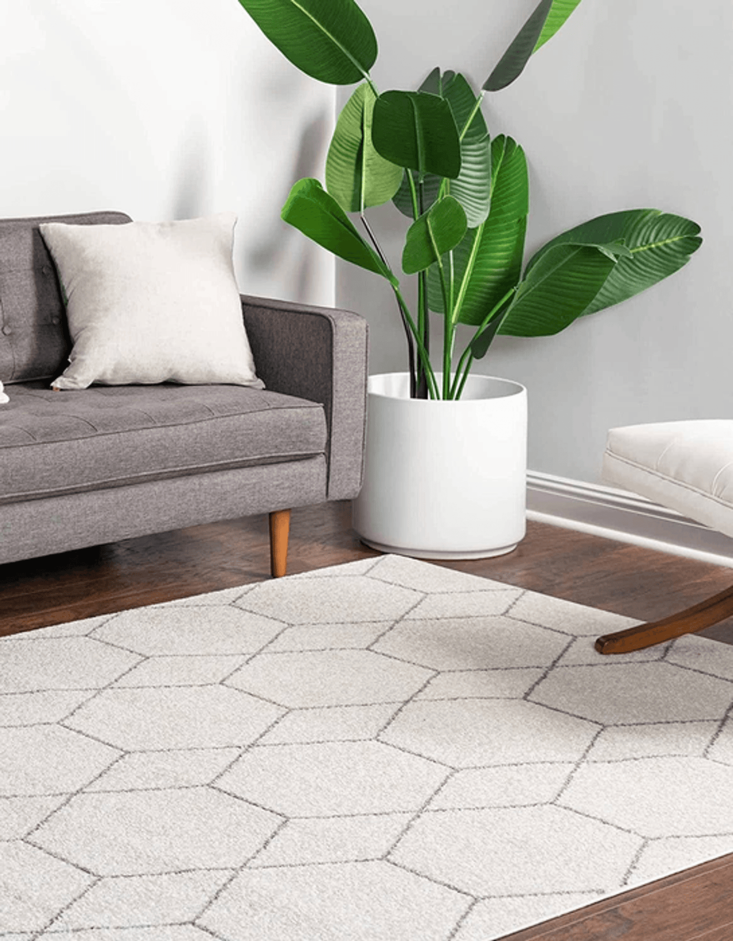 Ivory Grey Trellis Geometric Area Rug 10X14 Feet