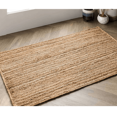 Beige Hand-Woven Jute Braided Door Mat - 2X3 Feet