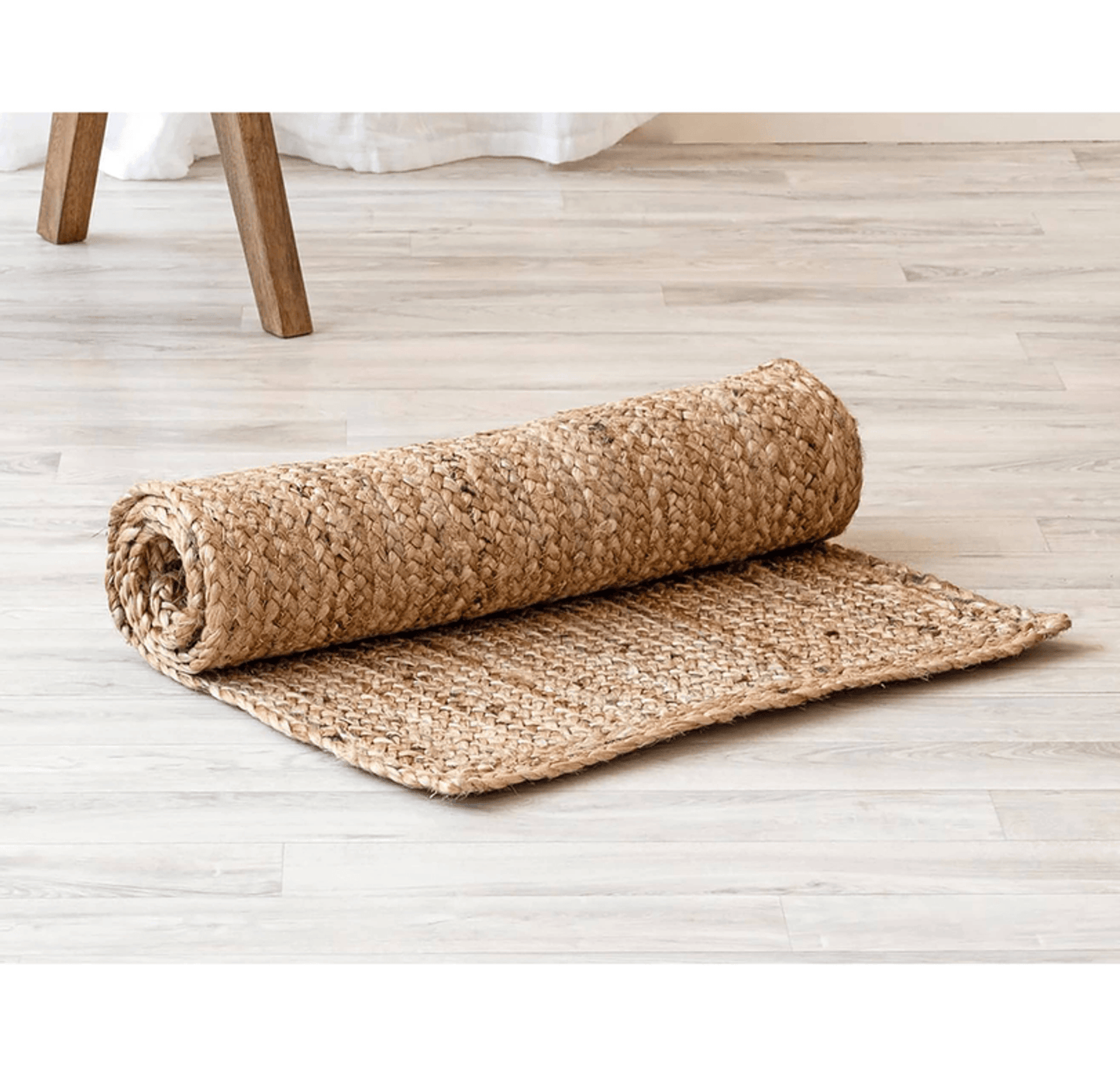 Beige Hand-Woven Jute Braided Door Mat - 2X3 Feet